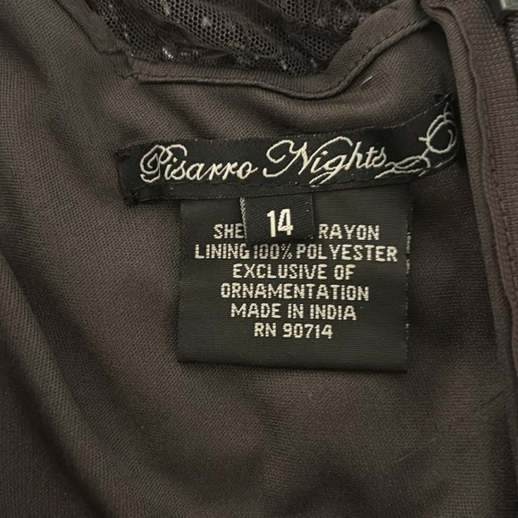 Pisarro Nights Beaded Column V Neck Gown in Slate SZ 14 VGUC - Picture 10 of 10